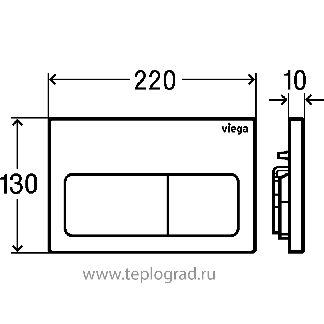 Кнопка смыва Viega Prevista Visign for Life 6 8602.1 для смывных бачков, пластик, хром