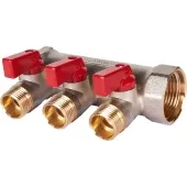 Коллектор Stout с шаровыми кранами 1, 3 отвода 1/2 (красные ручки) Коллектор Stout с шаровыми кранами 1, 3 отвода 1/2 (красные ручки)