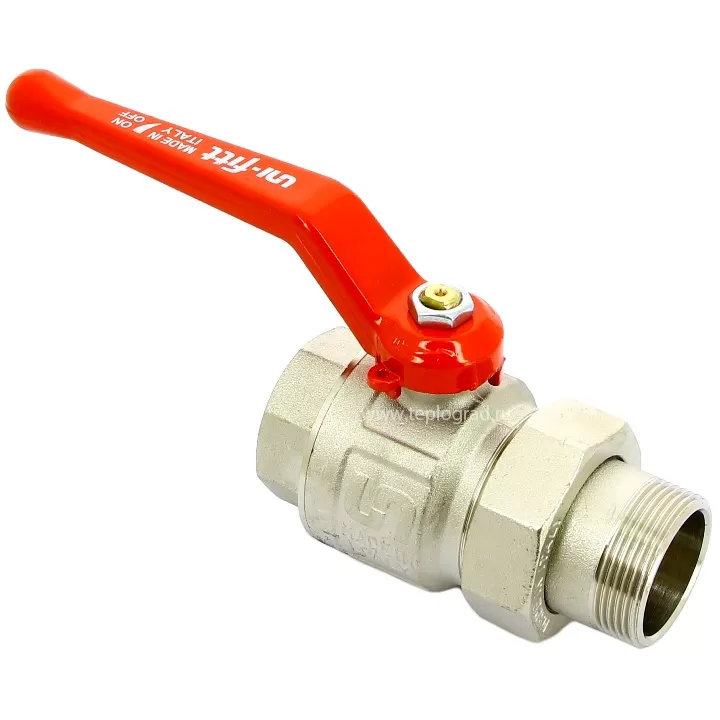 Кран шаровой Uni-fitt Etalon с американкой  НВ 1 1/2, ручка рычаг Кран шаровой Uni-fitt Etalon с американкой  НВ 1 1/2, ручка рычаг