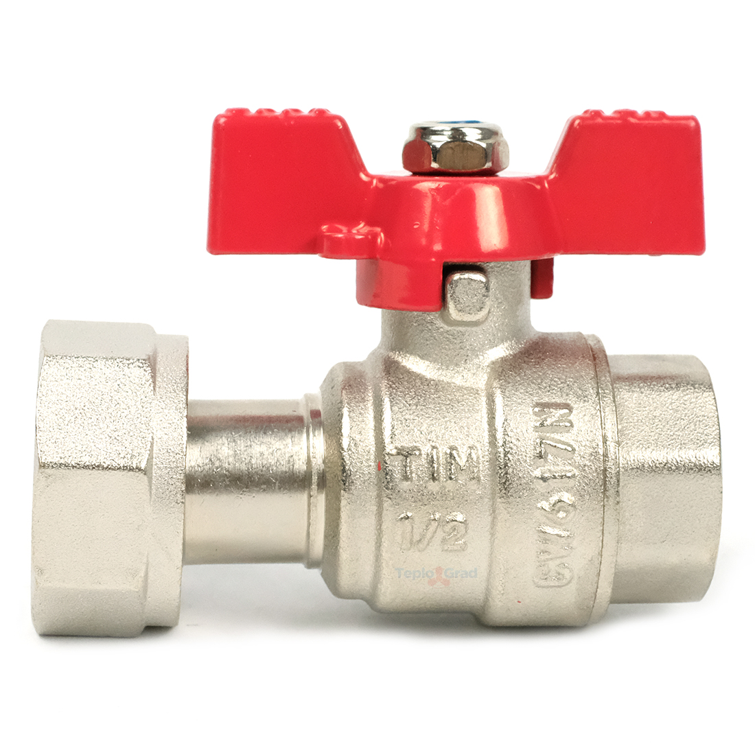 Шаровой кран TIM с накидной гайкой 1/2x3/4 ручка бабочка Шаровой кран TIM с накидной гайкой 1/2x3/4 ручка бабочка