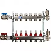 Коллектор из нержавеющей стали Stout в сборе с расходомерами 6 выходов Коллектор из нержавеющей стали Stout в сборе с расходомерами 6 выходов