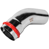 Угольник однораструбный 45° 54 Rommer из нержавеющей стали прессовой