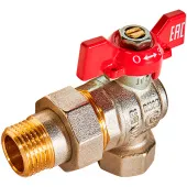 Кран шаровой Rommer угловой с американкой НВ 1/2, ручка бабочка