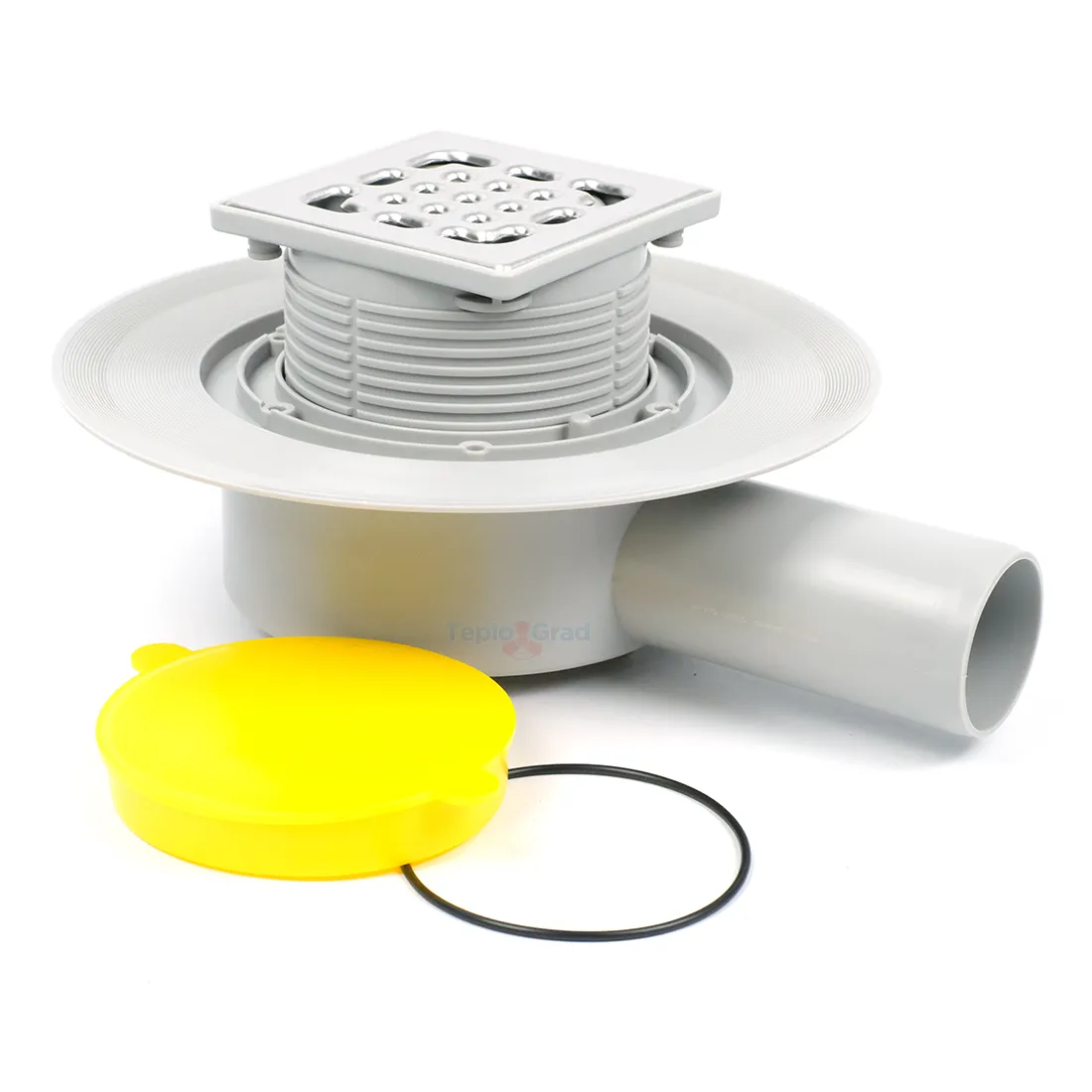 Трап для душевой с сухим затвором TIM 10x10см. горизонтальный выпуск Трап для душевой с сухим затвором TIM 10x10см. горизонтальный выпуск