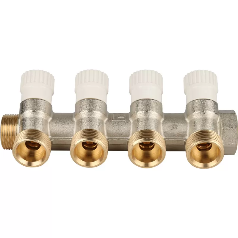 Коллектор Stout с регулировочными клапанами 3/4, 4 отвода 3/4