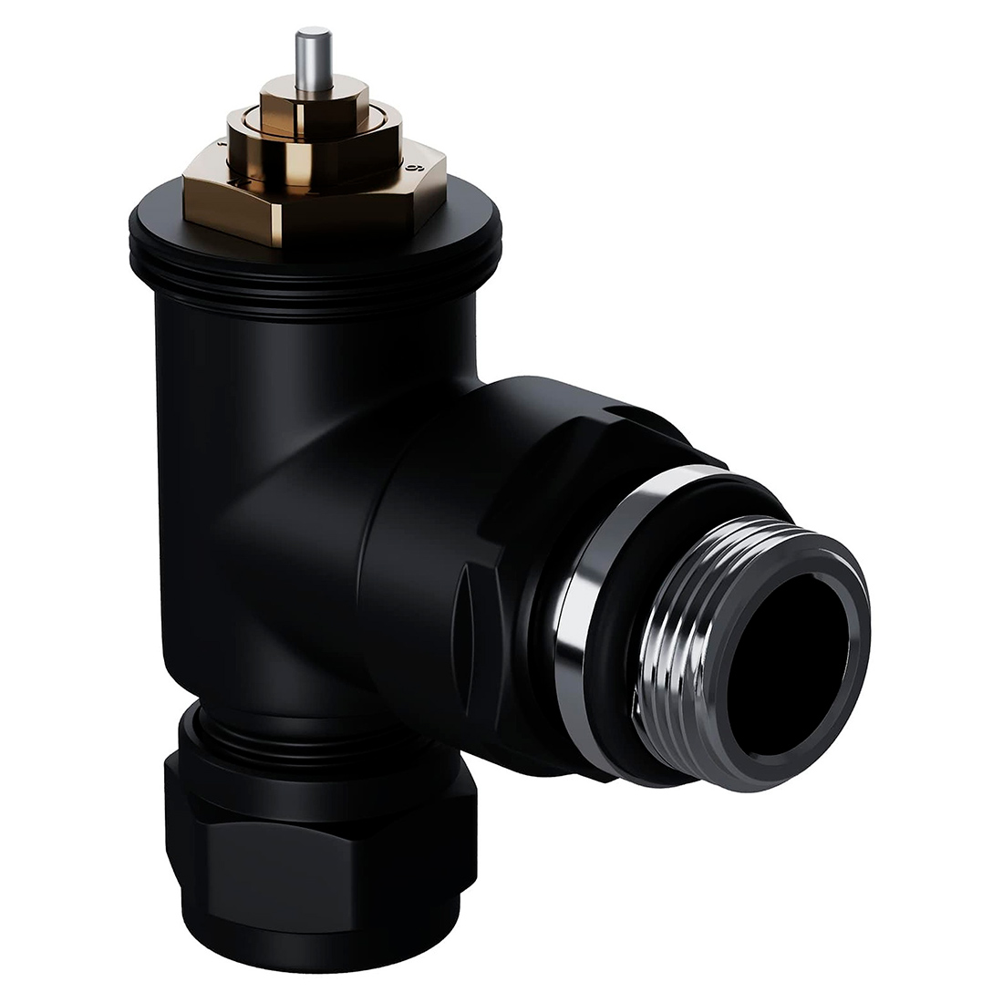 Набор термостатический угловой Royal Thermo Design Pro 15мм М30х1,5 (черный)