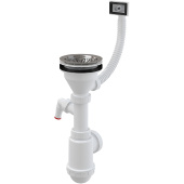 Сифон для раковины AlcaPlast A447P-DN50/40 с нержавеющей рeшeткой Ø115 и гофропереливом