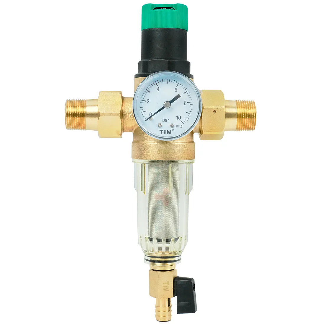 Самопромывной фильтр TIM 3/4 с редуктором, манометром и пластиковой колбой