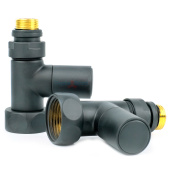 Вентили для полотенцесушителя TIM прямые, круглые, черные 1x1/2