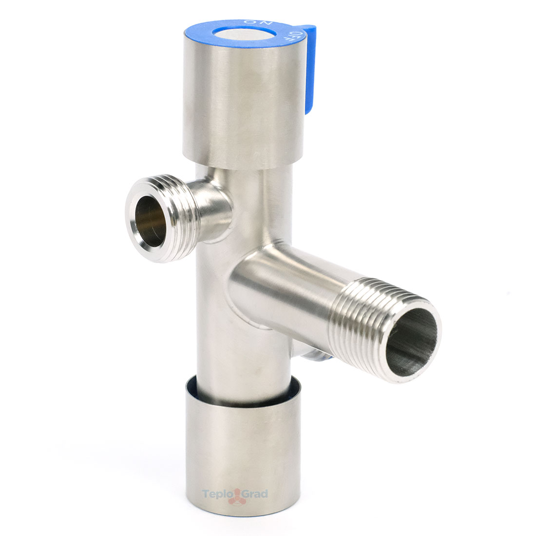 Кран угловой TIM 2 выхода в разные стороны 1/2x1/2" для сантехнический приборов