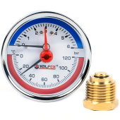 Термоманометр аксиальный Valfex 63 мм, 0-6 бар, 1/2