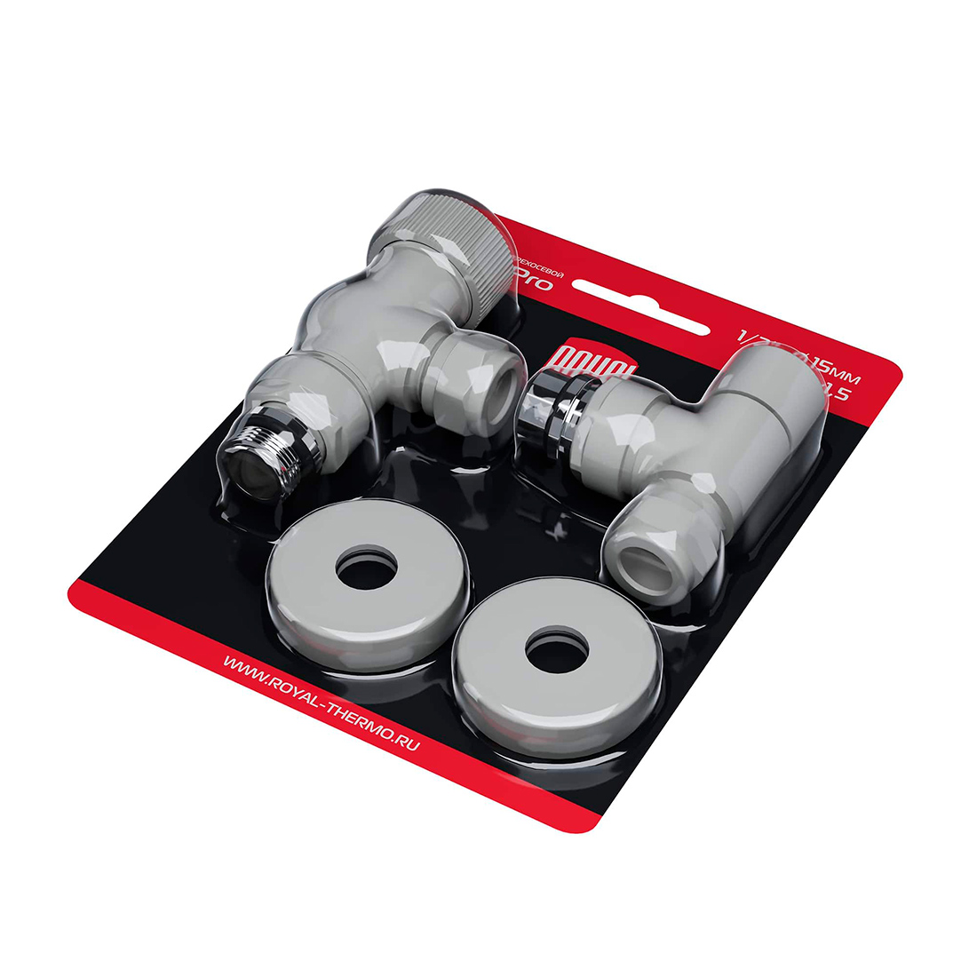 Набор термостатический осевой Royal Thermo Design Pro 15мм М30х1,5 (белый)