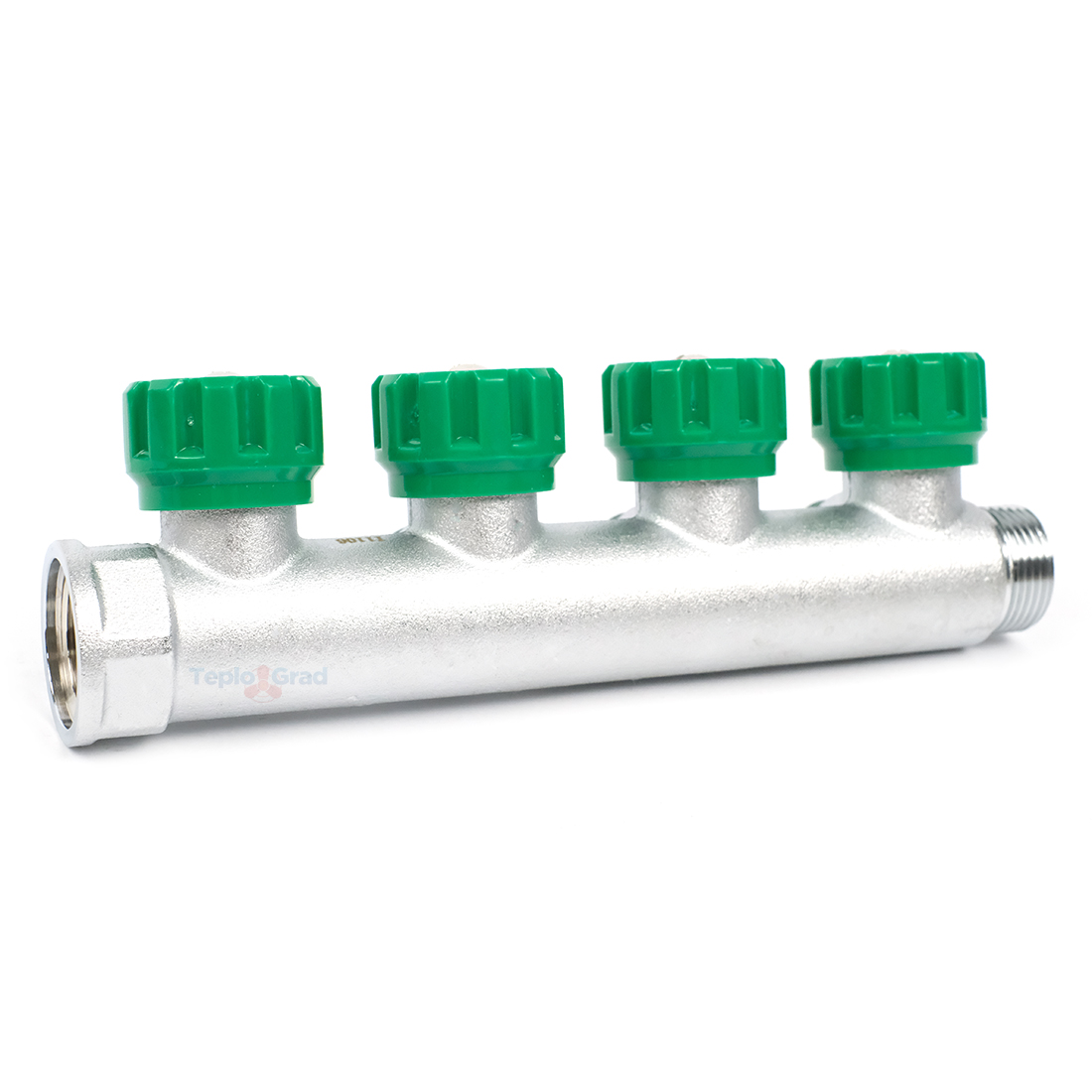 Коллектор TIM регулирующий 3/4x1/2 на 4 выхода (зеленые ручки)