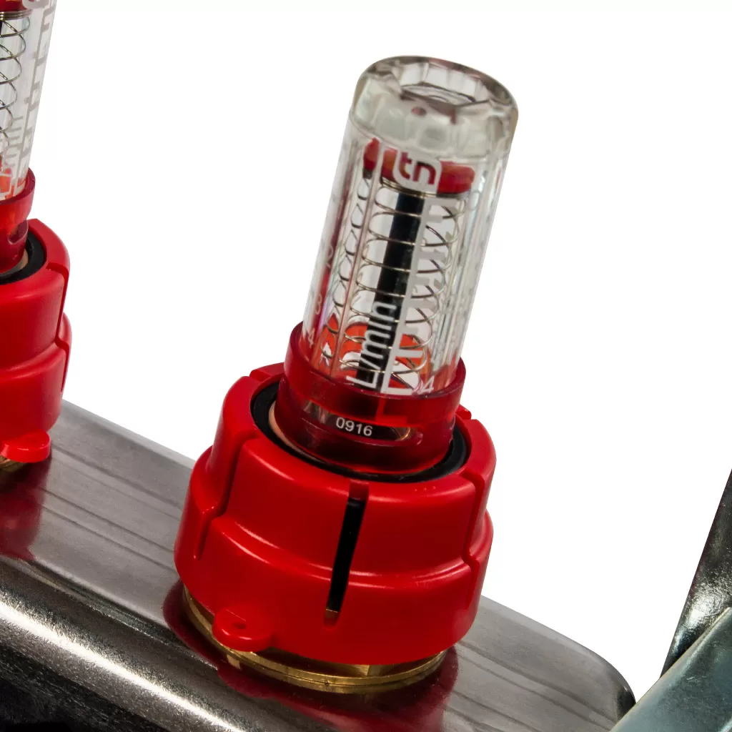 Коллектор из нержавеющей стали Stout в сборе с расходомерами 2 выхода Коллектор из нержавеющей стали Stout в сборе с расходомерами 2 выхода