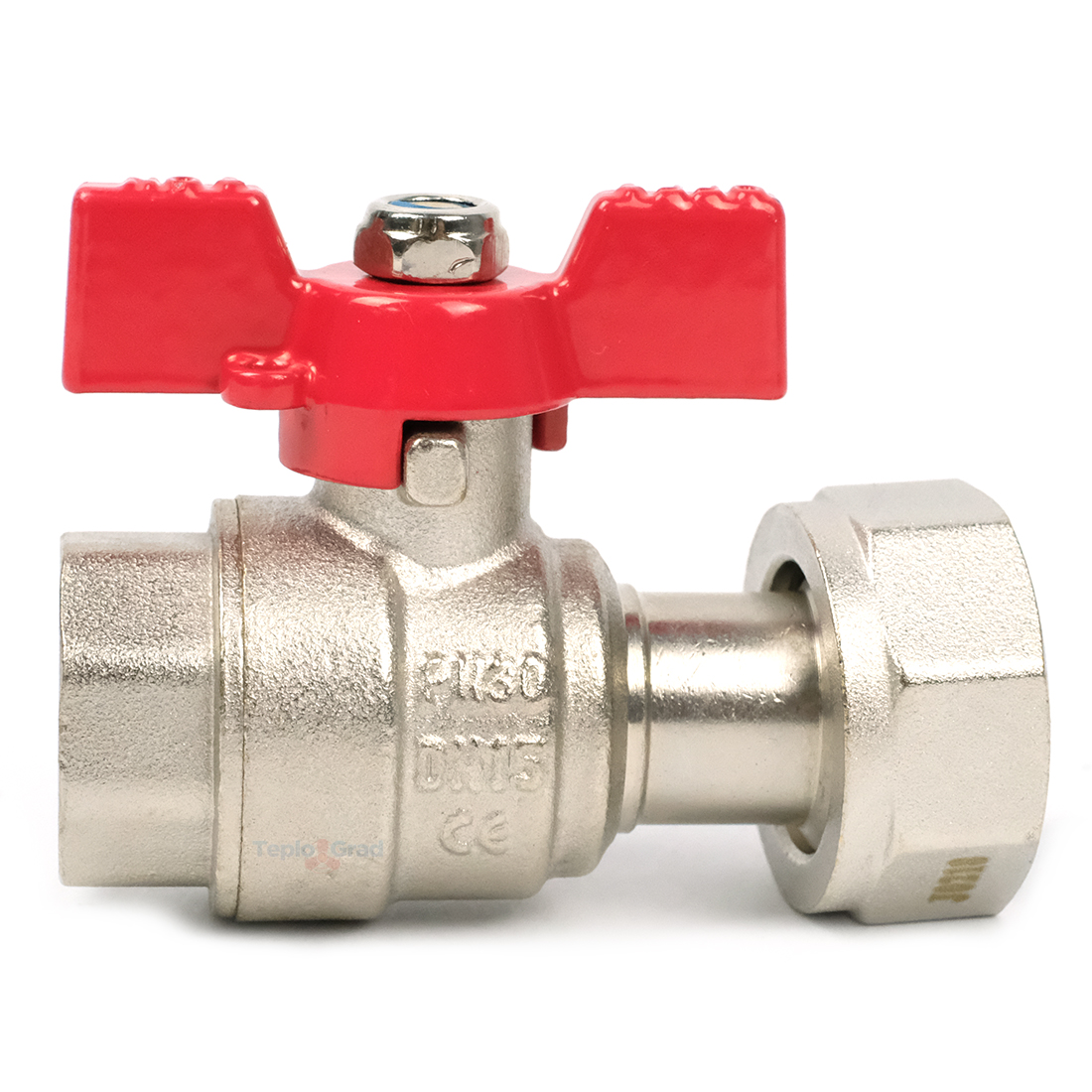 Шаровой кран TIM с накидной гайкой 1/2x3/4 ручка бабочка Шаровой кран TIM с накидной гайкой 1/2x3/4 ручка бабочка