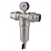 Самопромывной фильтр Tiemme 1 1/4 с манометром и латунной колбой