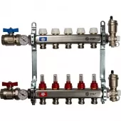 Коллектор из нержавеющей стали Stout в сборе с расходомерами 5 выходов Коллектор из нержавеющей стали Stout в сборе с расходомерами 5 выходов