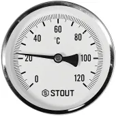 Термометр биметаллический Stout 100 мм, гильза 75 мм, 0-120С Термометр биметаллический Stout 100 мм, гильза 75 мм, 0-120С