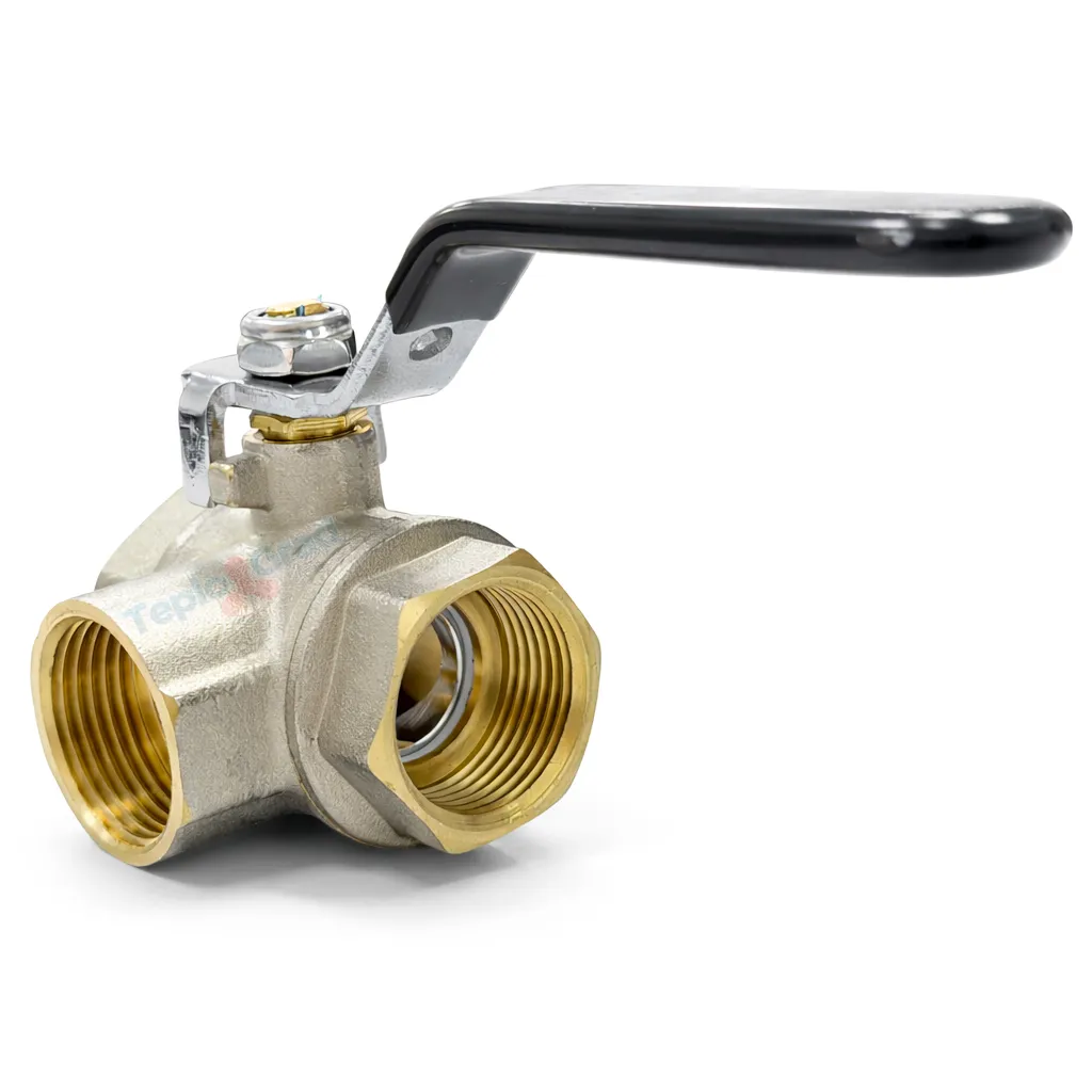 Кран шаровой TIM трехходовой ВВВ 3/4 тип-Т, ручка рычаг