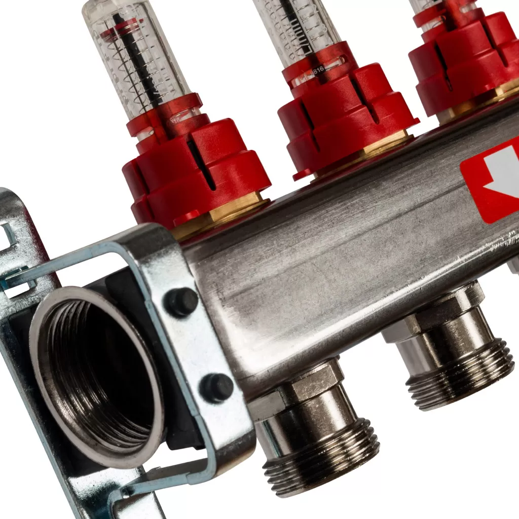 Коллектор Stout на 9 выходов из нержавеющей стали с расходомерами - SMS 0917 000009