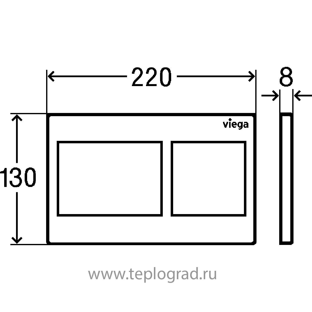 Кнопка смыва Viega Prevista Visign for Style 21 8611.1 для смывных бачков, пластик, матовый хром