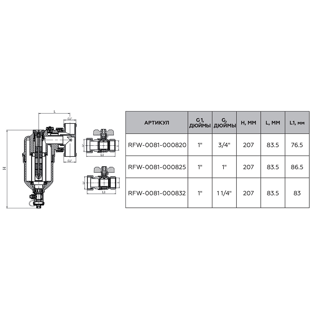 Сепаратор грязи (шлама) поворотный Rommer ВР 3/4