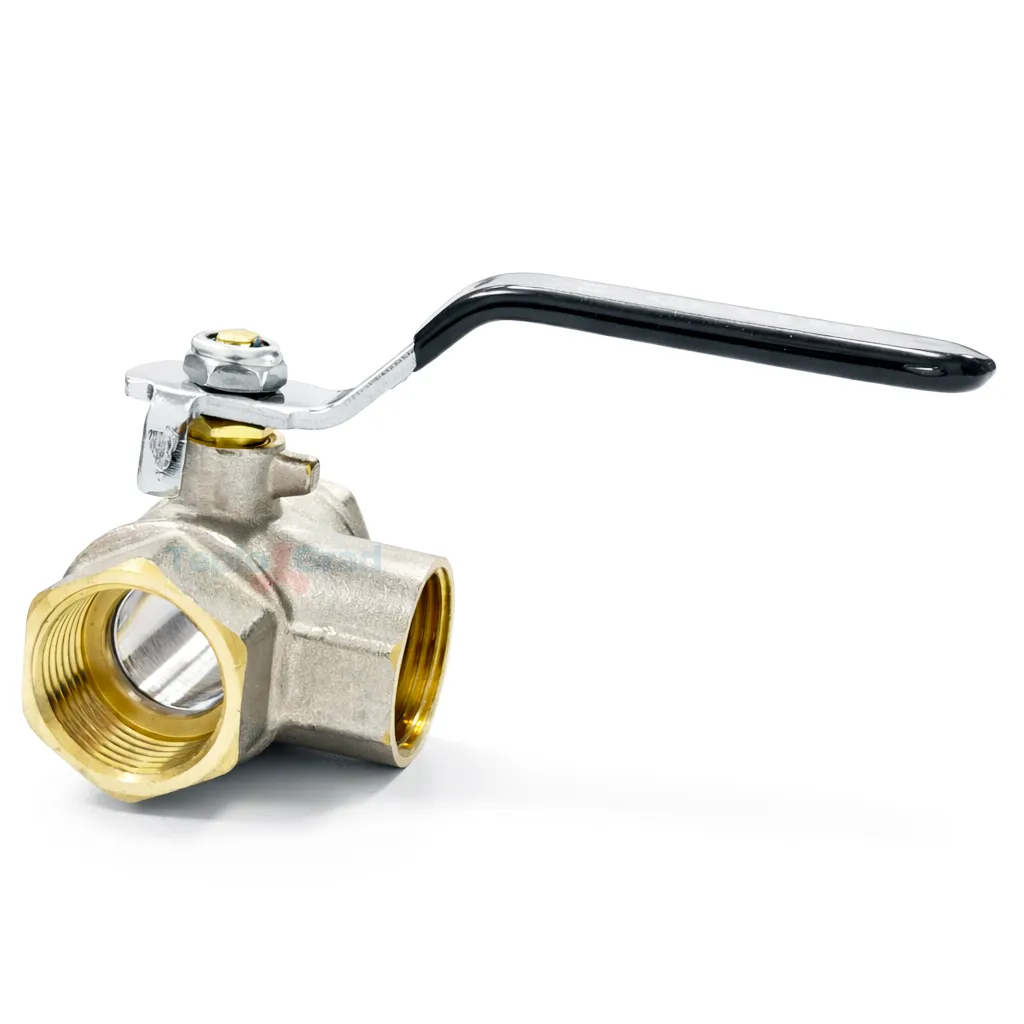 Кран шаровой TIM трехходовой ВВВ 3/4 тип-Т, ручка рычаг