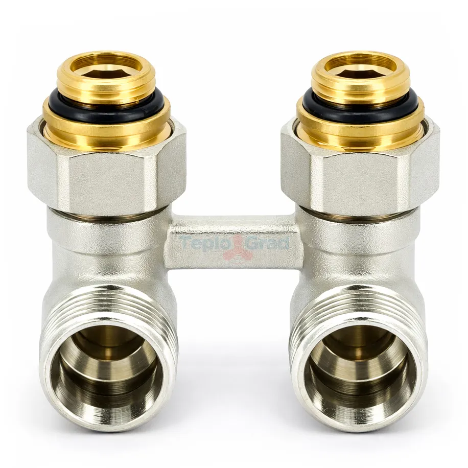 Узел нижнего подключения (угловой) TIM 3/4 для двухтрубной системы