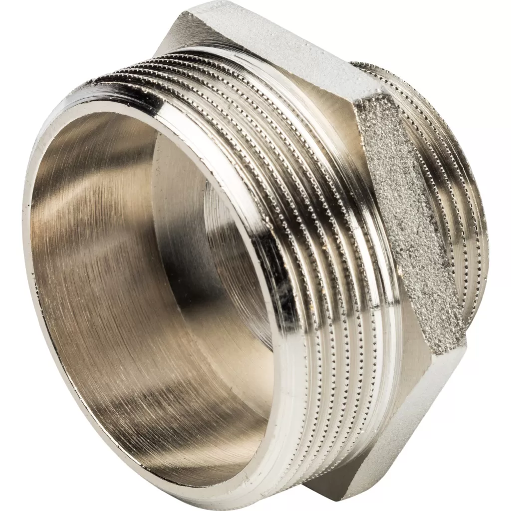 Ниппель переходной 2x1 1/4 НН никелированный Stout