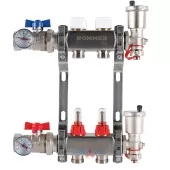 Коллектор из нержавеющей стали Rommer в сборе с расходомерами 2 выхода Коллектор из нержавеющей стали Rommer в сборе с расходомерами 2 выхода