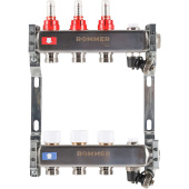 Коллектор Rommer на 3 выхода с расходомерами, с клапаном вып. воздуха и сливом