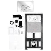 Инсталляция для подвесного унитаза РЕХАУ NovaFlow с панелью Nova ORB 001 хром