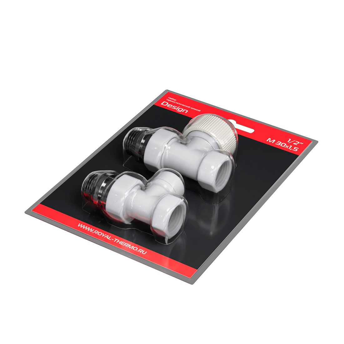 Набор термостатический прямой Royal Thermo Design 1/2" М30х1,5 (белый)