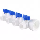 Коллектор Kalde на 4 выхода, ручки синие