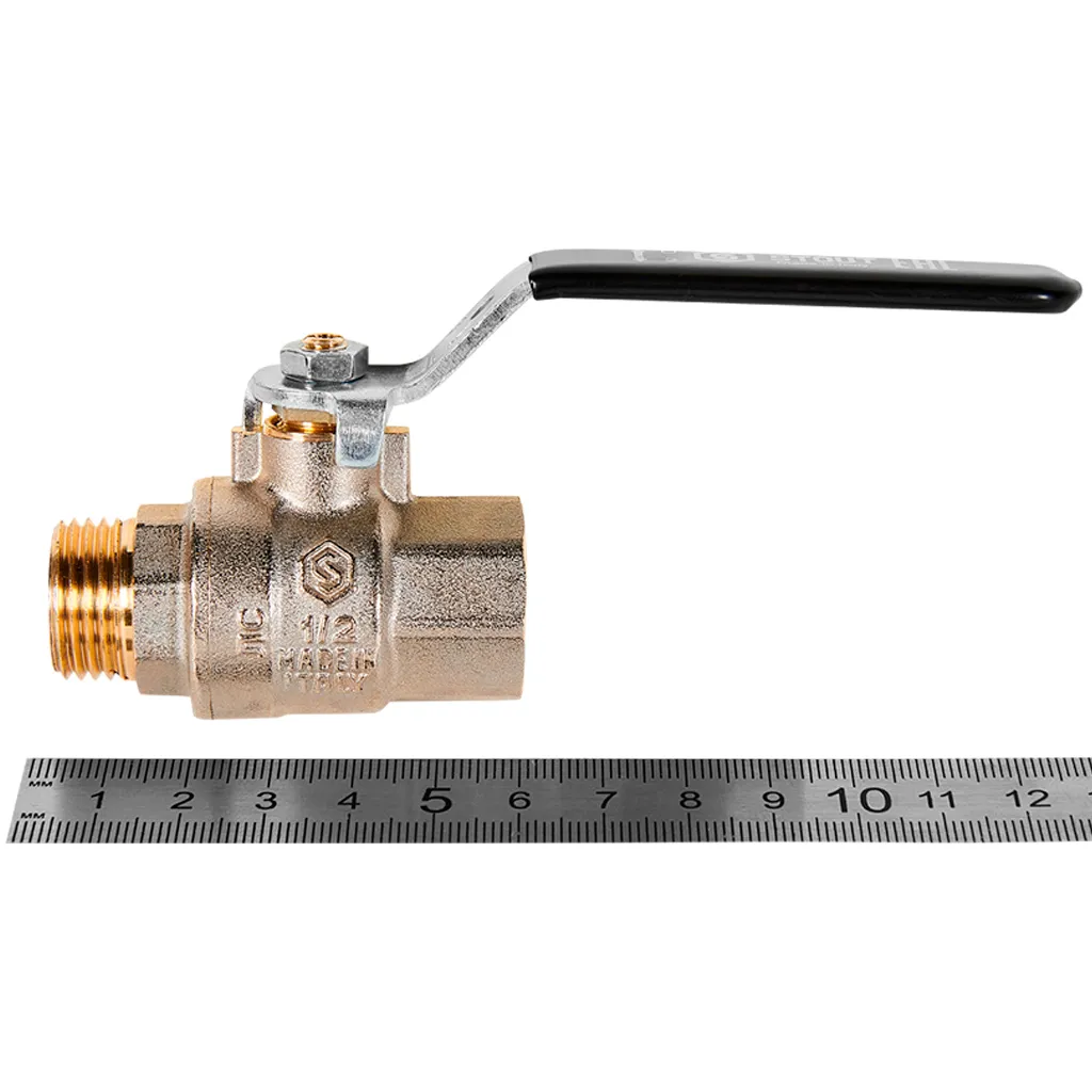 Шаровой кран Stout НР-ВР 1/2 полнопроходной, ручка рычаг