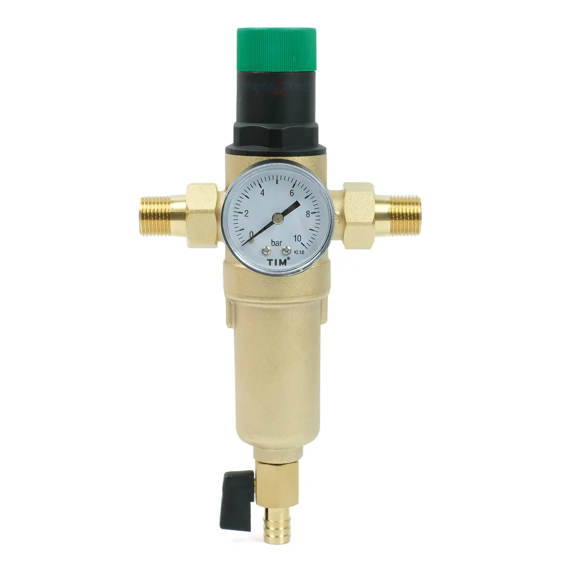 Самопромывной фильтр TIM 1/2 с редуктором, манометром и корпусом из латуни