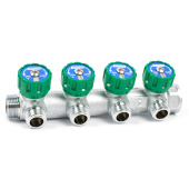 Коллектор TIM регулирующий 3/4x1/2 на 4 выхода (зеленые ручки)