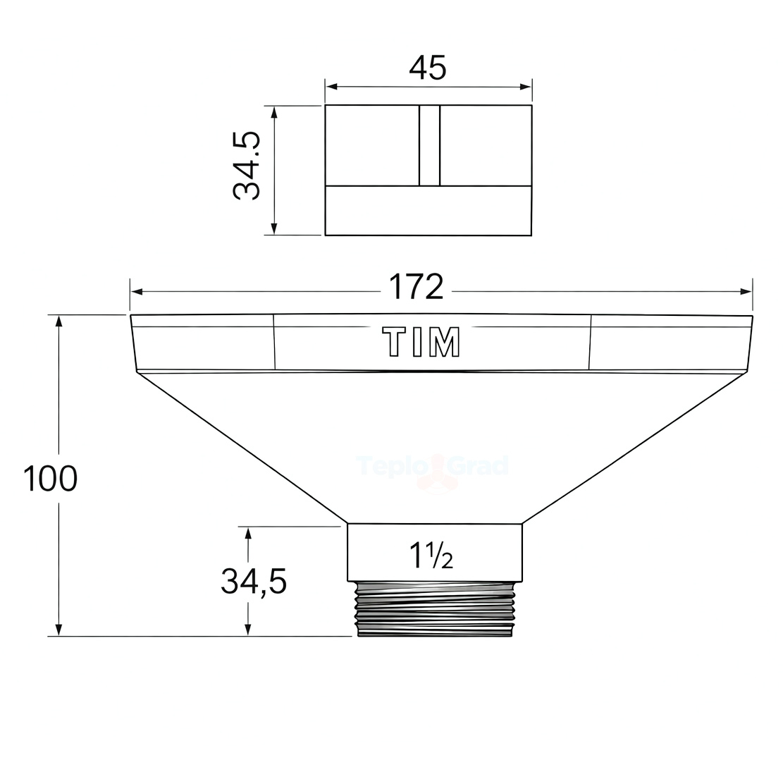 Приемная овальная воронка TIM 1 1/2
