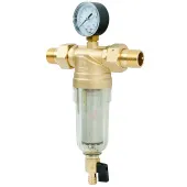 Самопромывной фильтр TIM 3/4 с манометром и пластиковой колбой