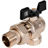 Шаровой кран Stout с американкой угловой НР-ВР 3/4 полнопроходной, ручка бабочка Шаровой кран Stout с американкой угловой НР-ВР 3/4 полнопроходной, ручка бабочка