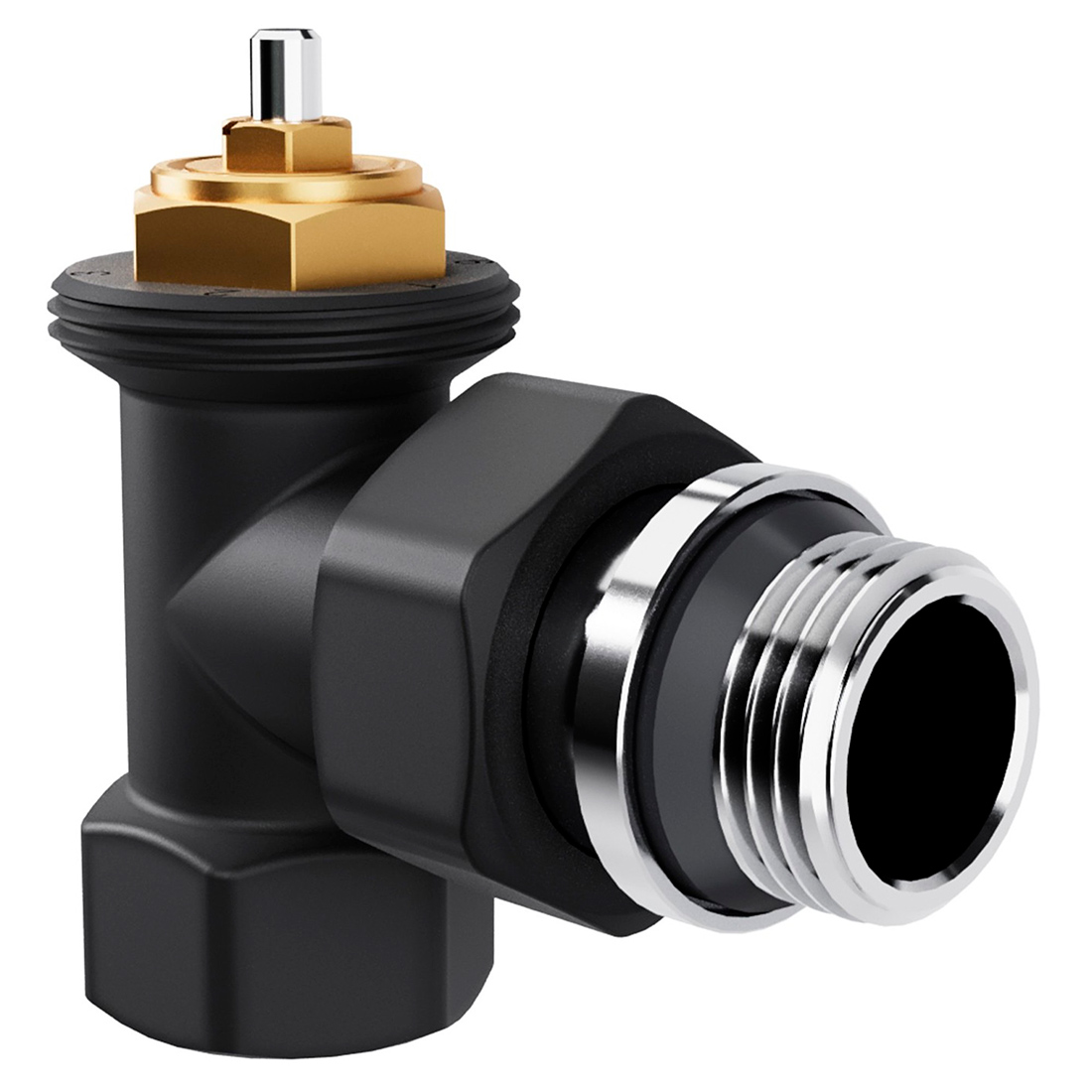 Набор термостатический угловой Royal Thermo Design 1/2" М30х1,5 (черный)