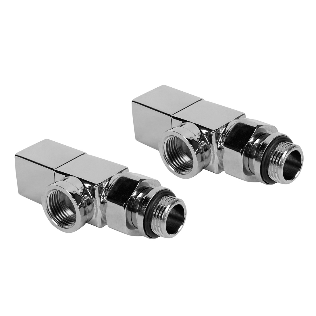 Набор дизайн-вентилей Royal Thermo CUBE 1/2 осевой (хром)