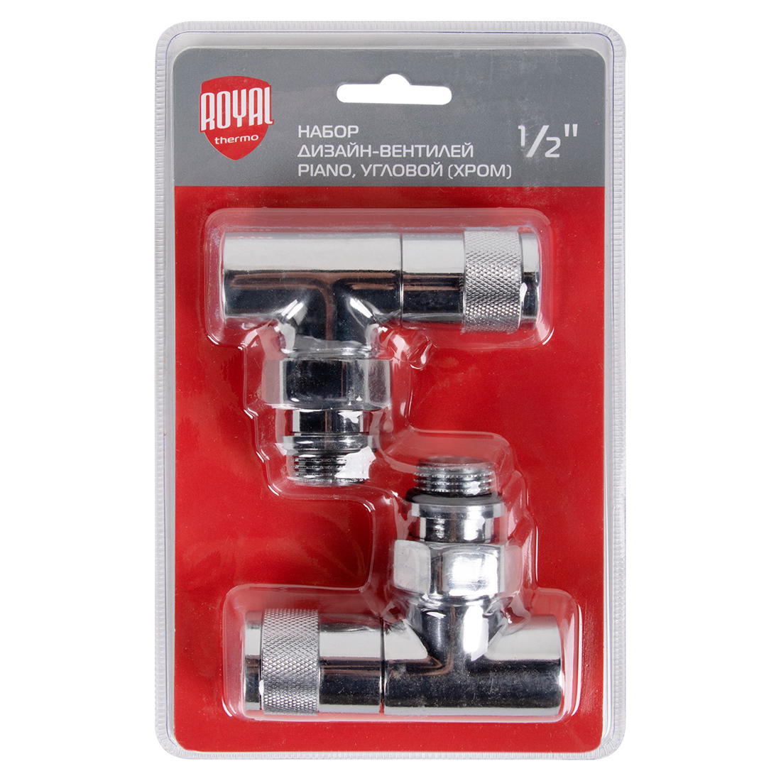 Набор дизайн-вентилей Royal Thermo PIANO 1/2 угловой (хром)