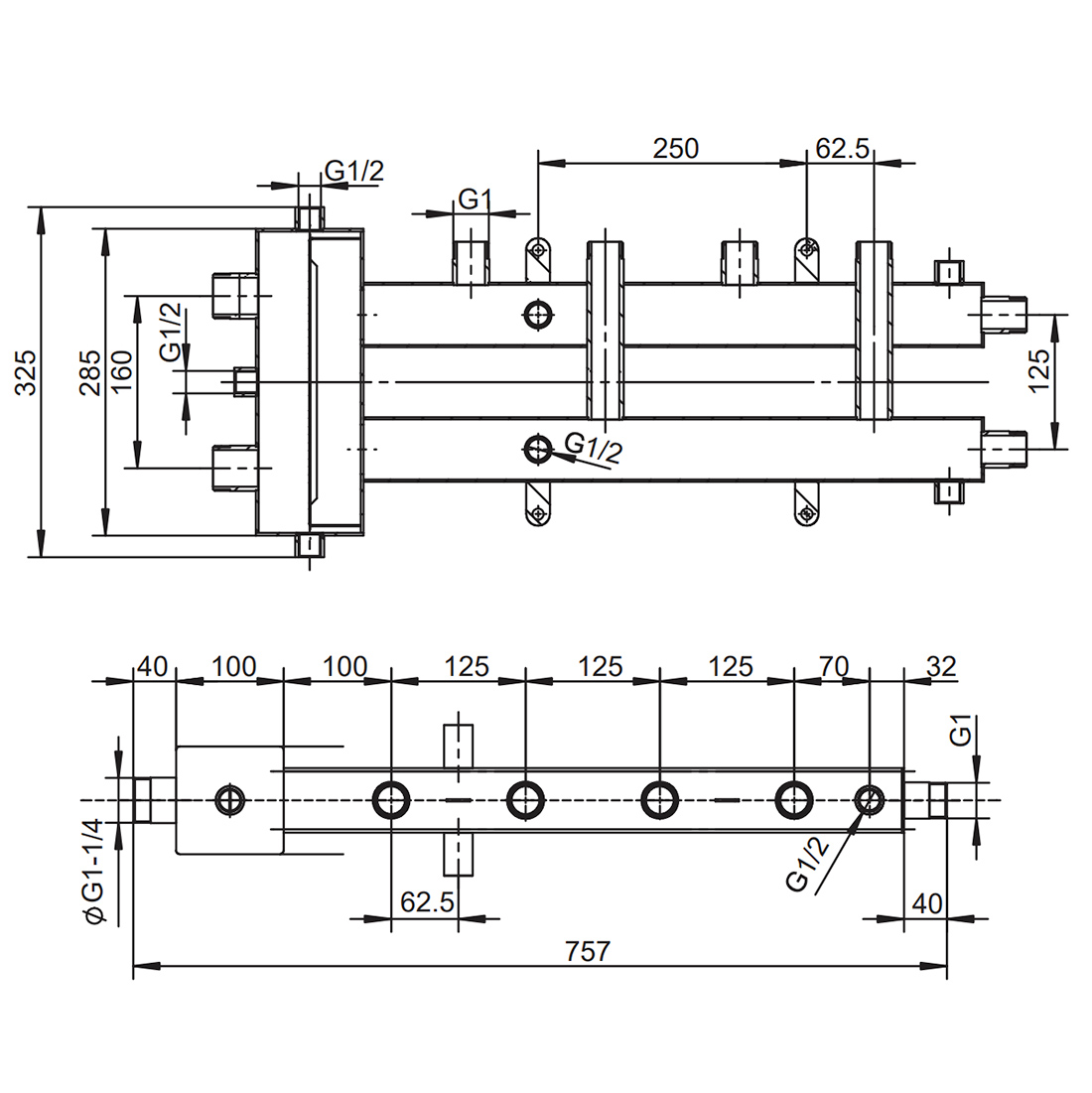 Гидравлический разделитель Zeissler с коллектором на 3 контура М2+1