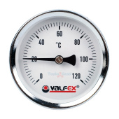 Термометр биметаллический Valfex 63 мм, 1/2,  120°С с погружной гильзой Термометр биметаллический Valfex 63 мм, 1/2,  120°С с погружной гильзой