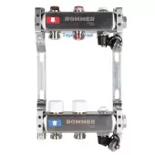 Коллектор Rommer на 2 выхода без расходомеров, с клапаном вып. воздуха и сливом