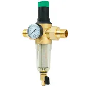 Самопромывной фильтр TIM 1 с редуктором, манометром и пластиковой колбой