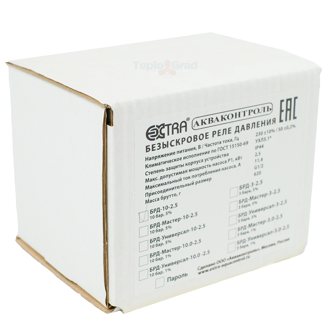 Реле давления воды электронное Акваконтроль Extra БРД-10-2,5 безыскровое