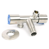 Кран угловой TIM 2 выхода в разные стороны 1/2x1/2" для сантехнический приборов