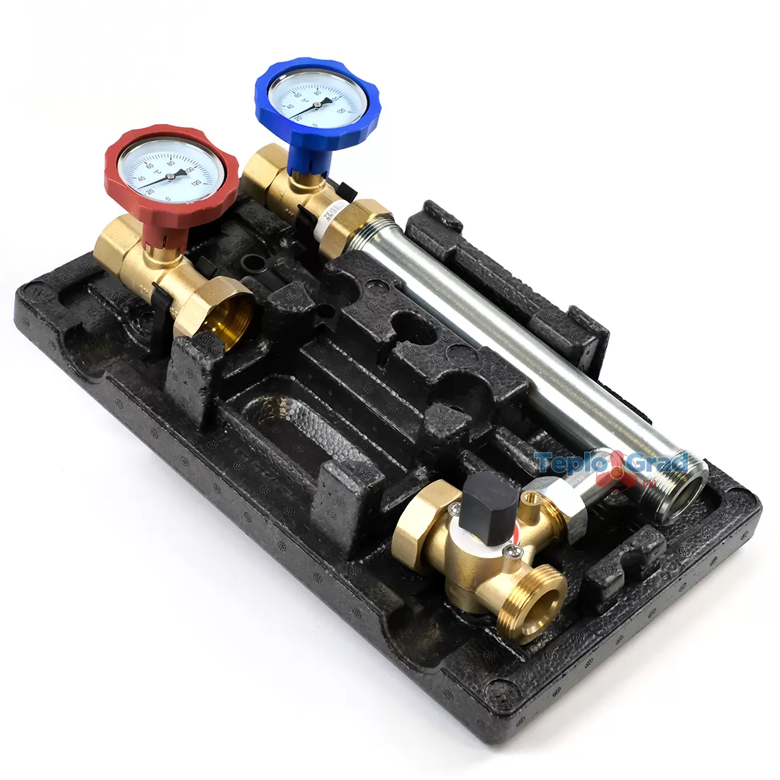 Насосная группа Zeissler с трёхходовым смесительным клапаном (подача слева) без насоса